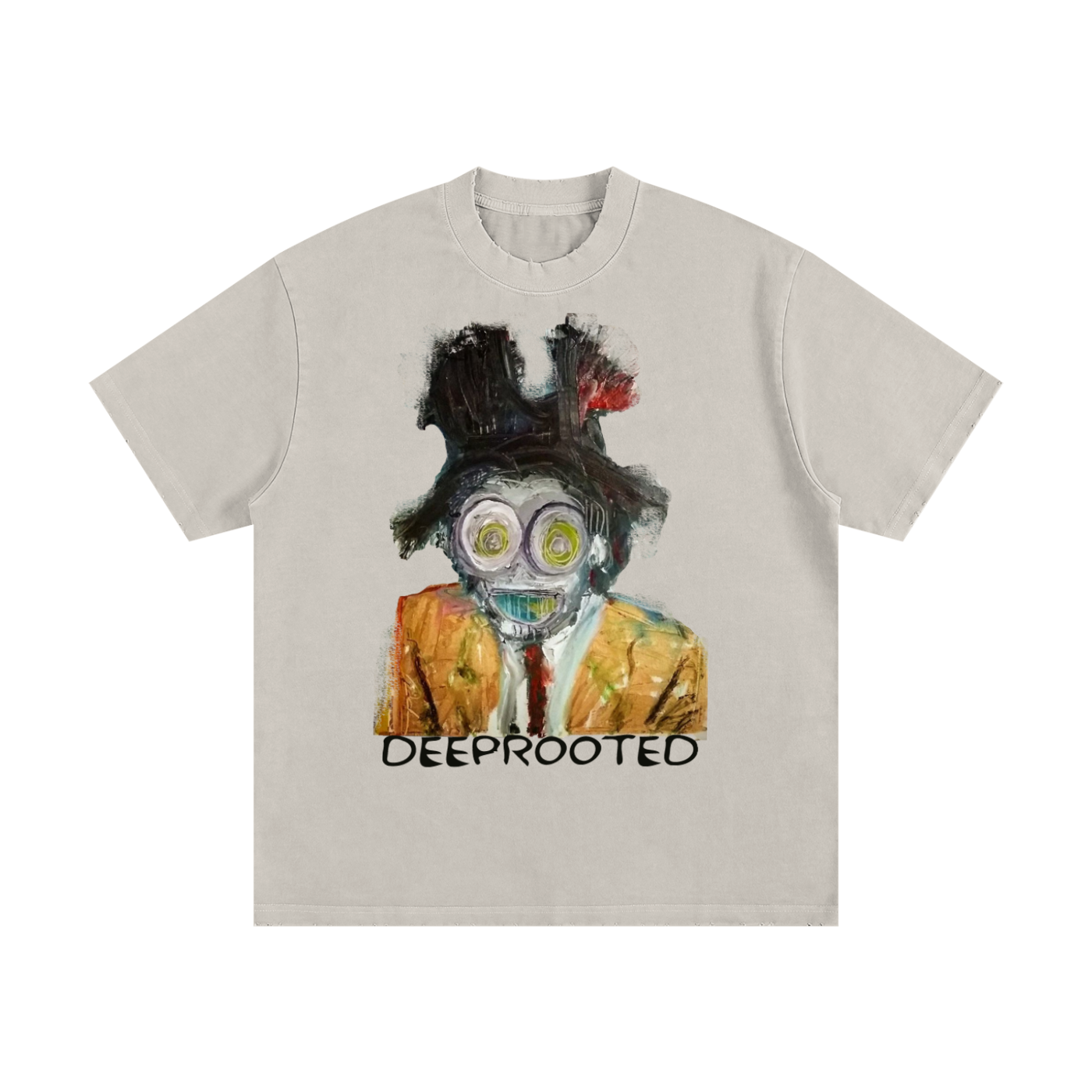 DEEPROOTED ART COLLECTION Heavyweight Vintage Washed Frayed T-Shirt