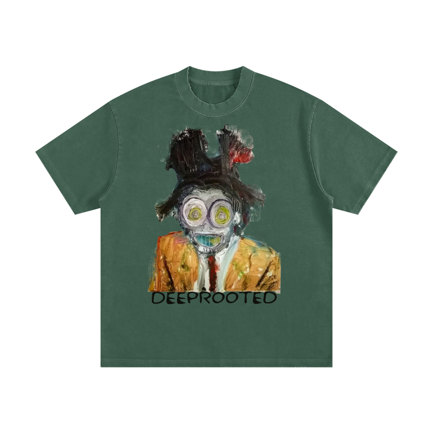 DEEPROOTED ART COLLECTION Heavyweight Vintage Washed Frayed T-Shirt