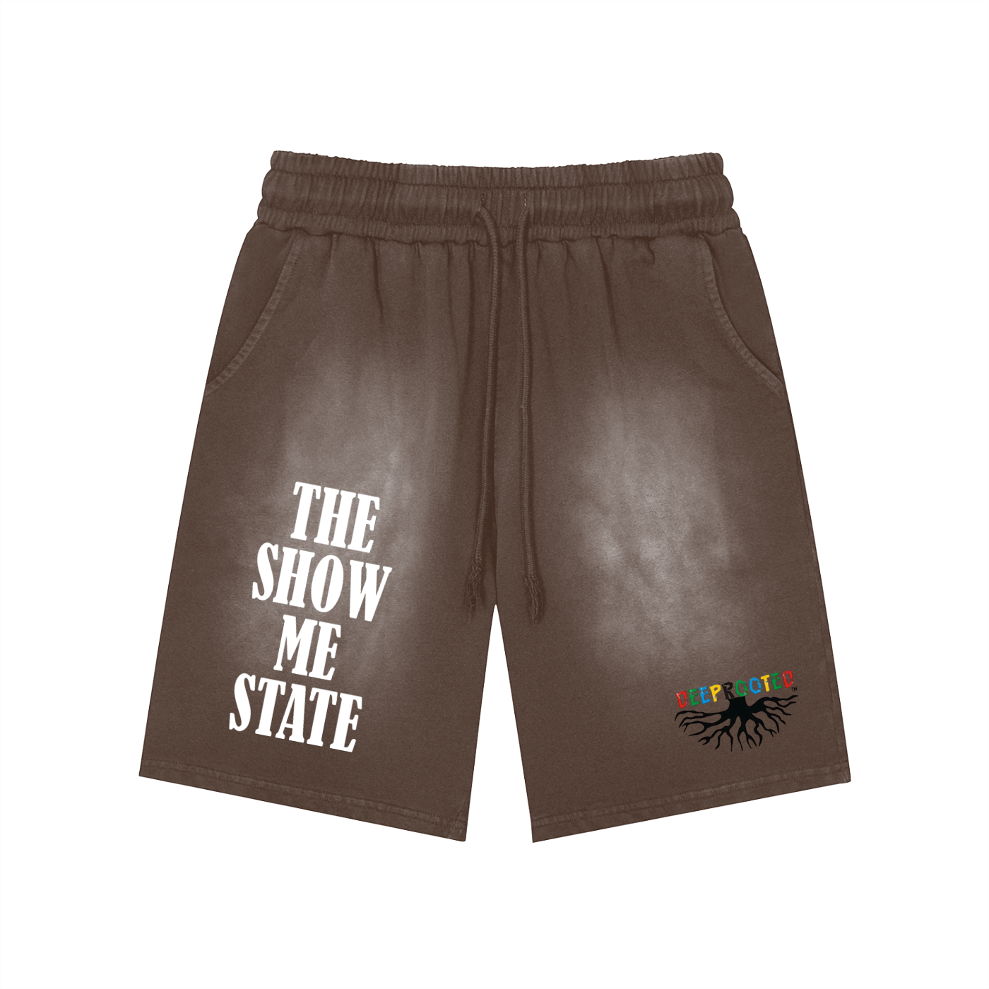 Rectangle Patch Monkey Washed Shorts