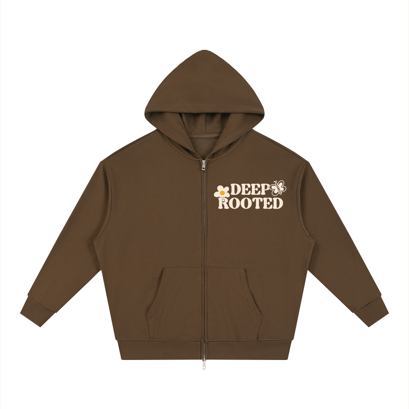 Unisex Loose Solid Full Zip Hoodie