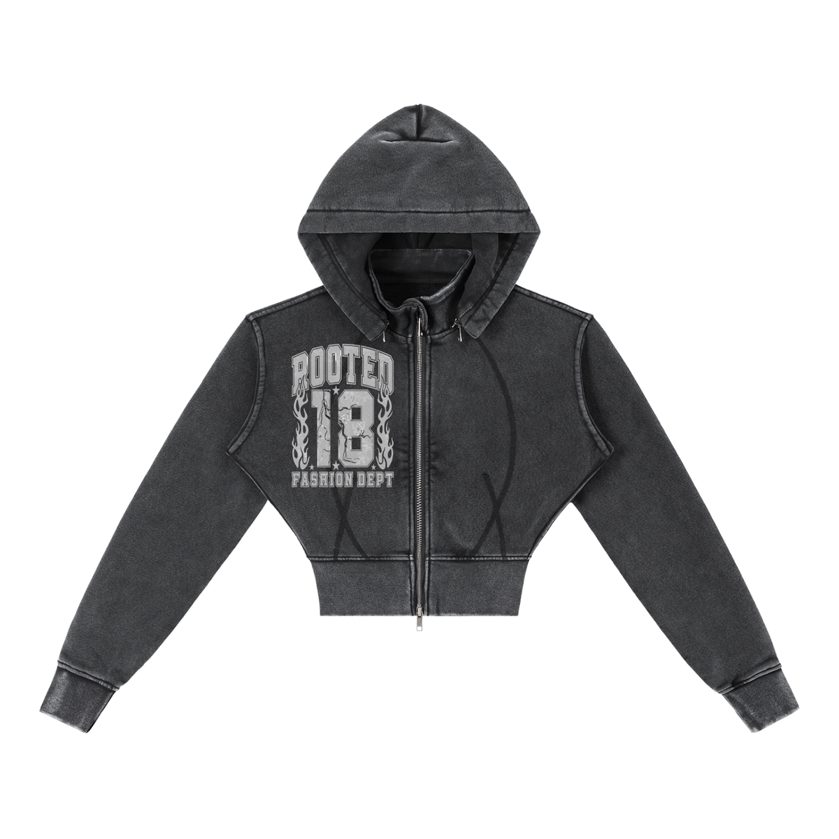 Vintage Washed Cropped Fleece Hoodie
