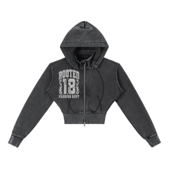 Vintage Washed Cropped Fleece Hoodie