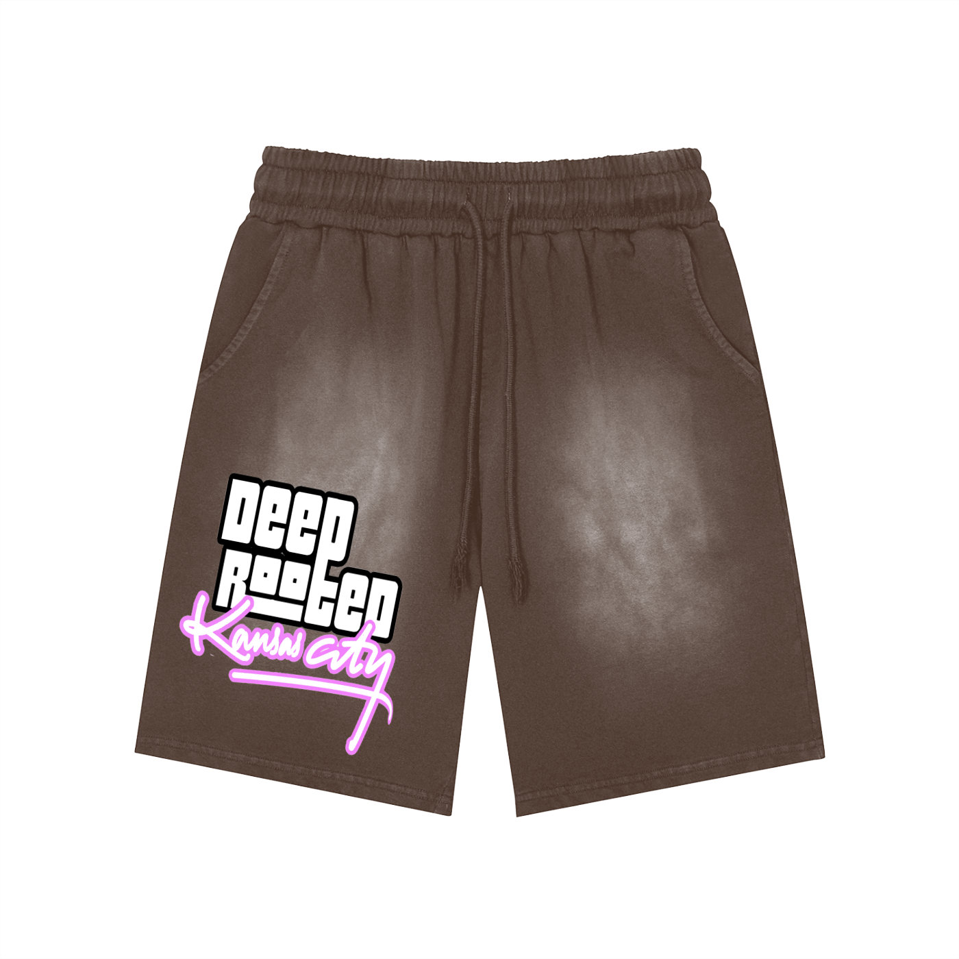 Rectangle Patch Monkey Washed Shorts