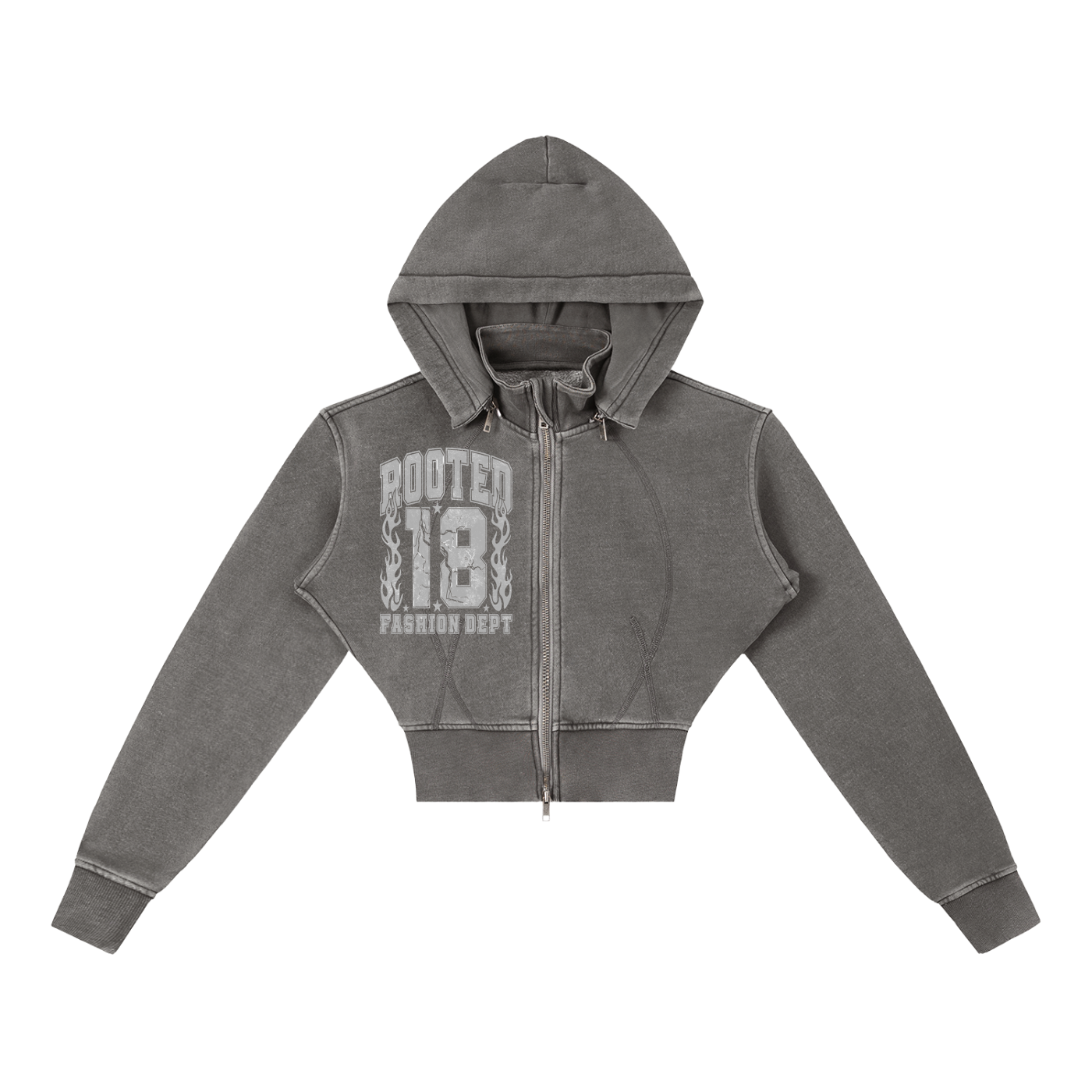 Vintage Washed Cropped Fleece Hoodie