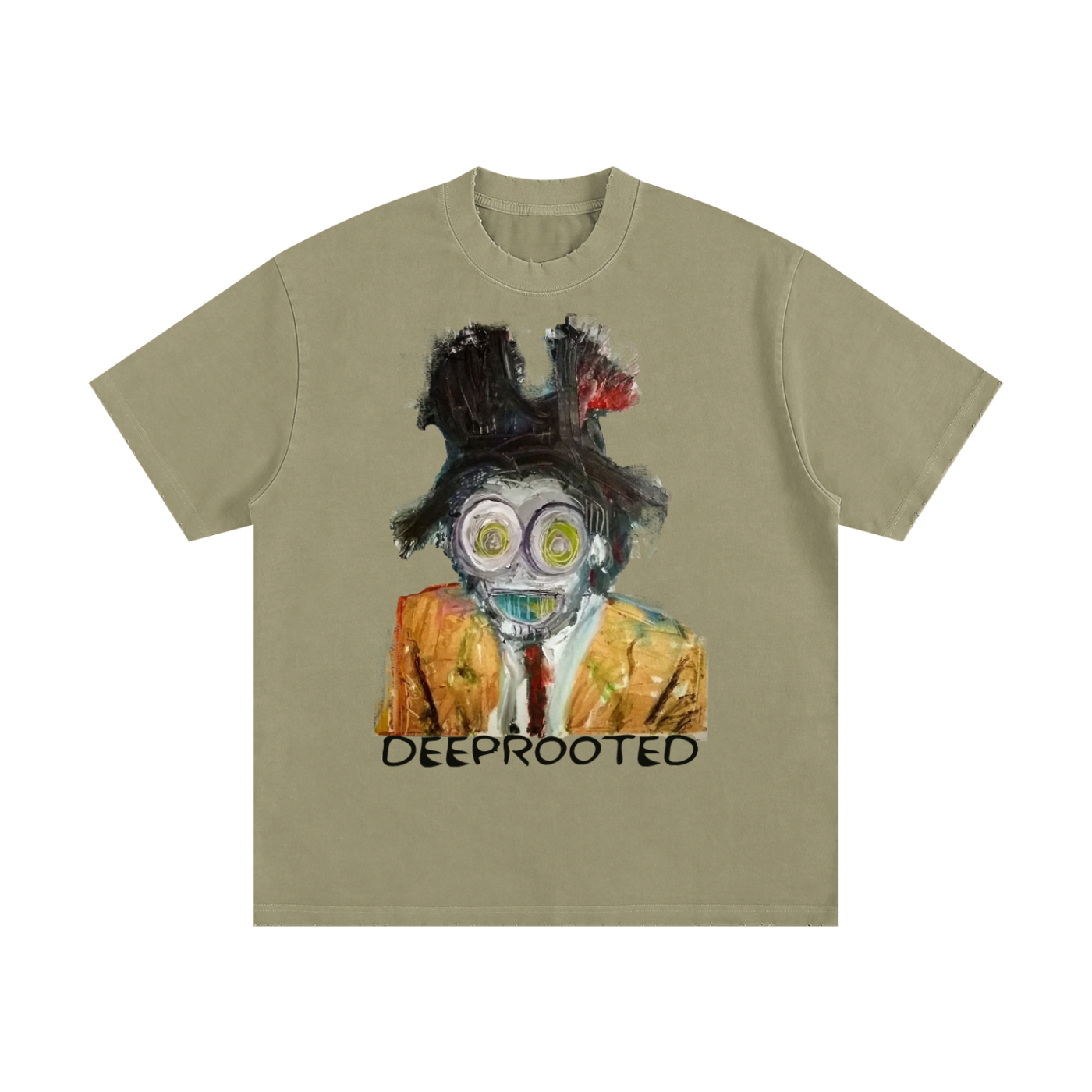 DEEPROOTED ART COLLECTION Heavyweight Vintage Washed Frayed T-Shirt