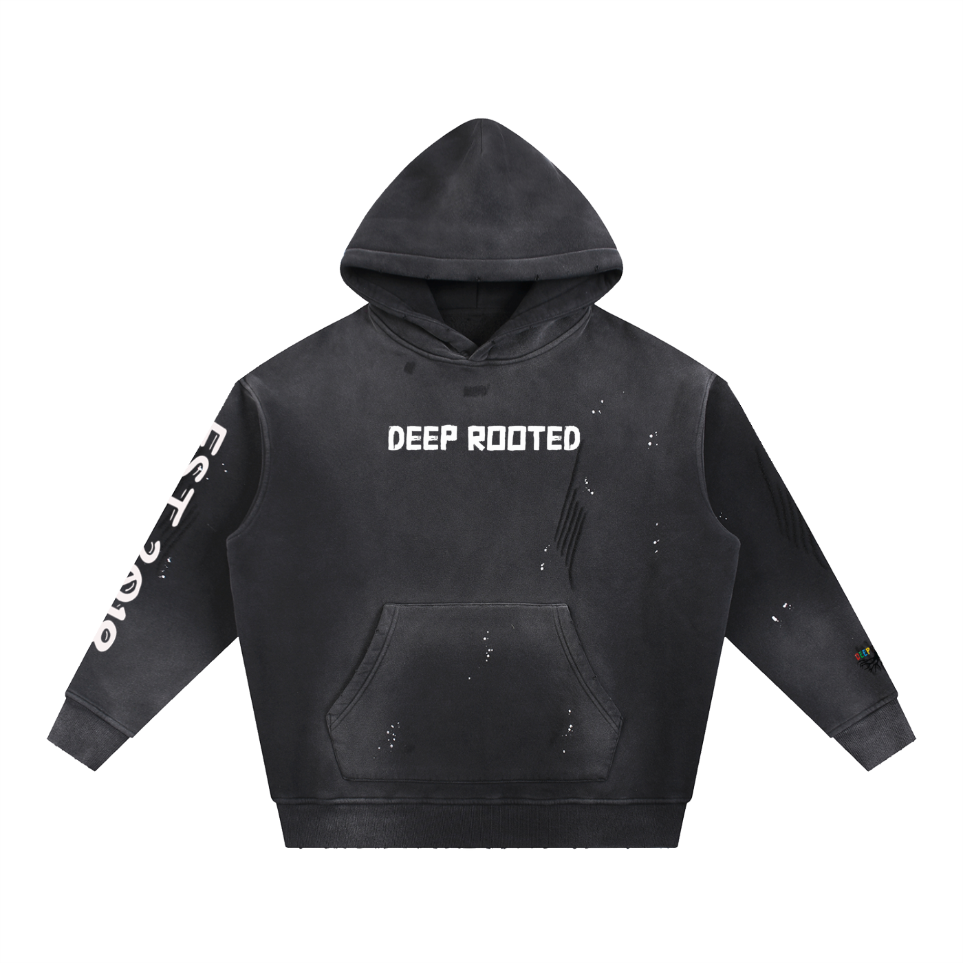 Vintage Washed Frayed Fleece Hoodie