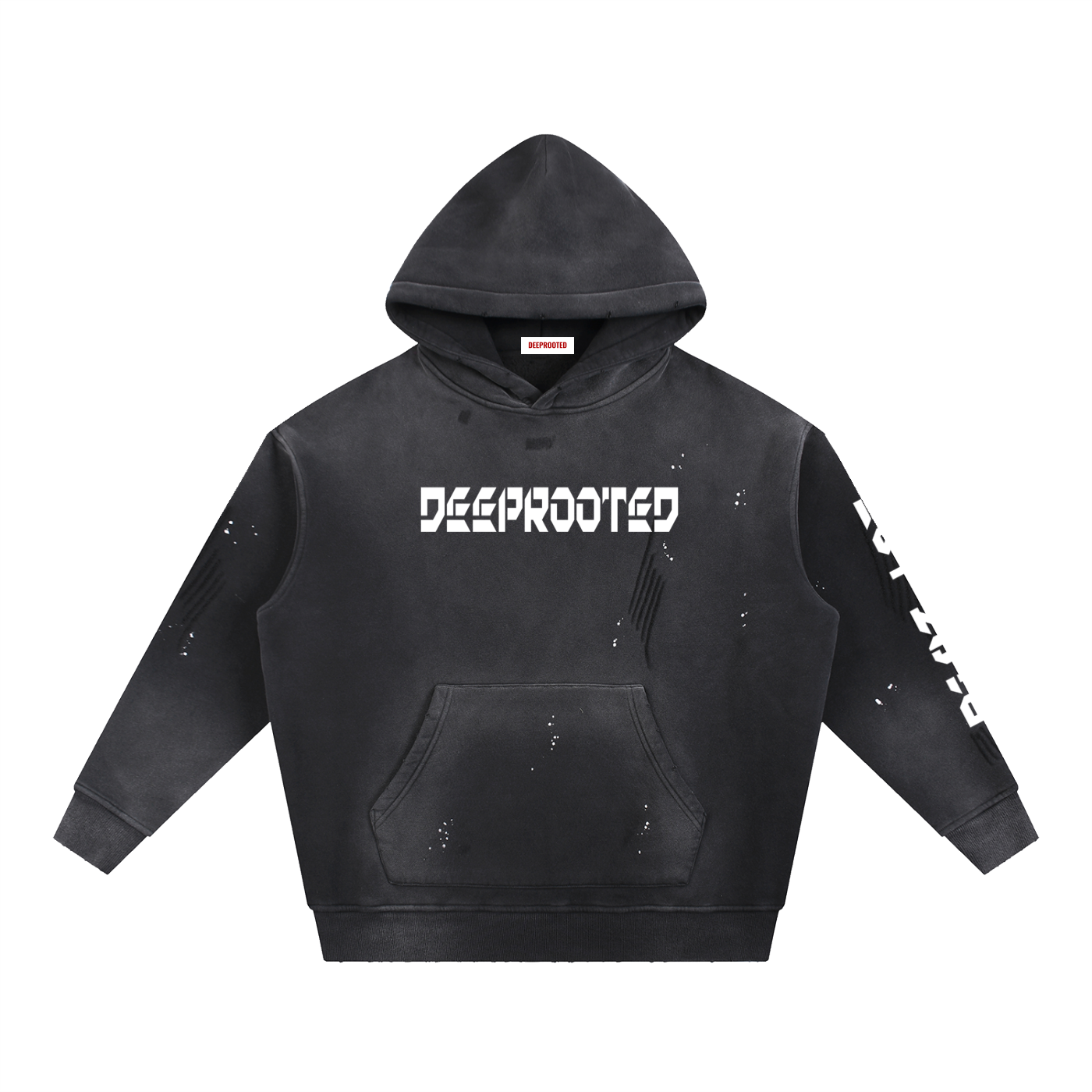 Vintage Washed Frayed Fleece Hoodie