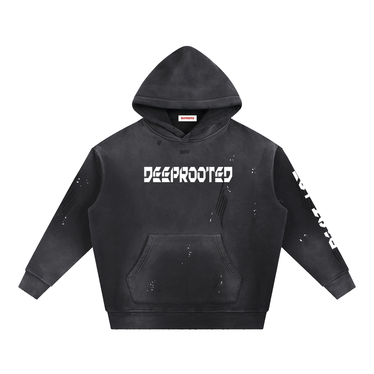 Vintage Washed Frayed Fleece Hoodie