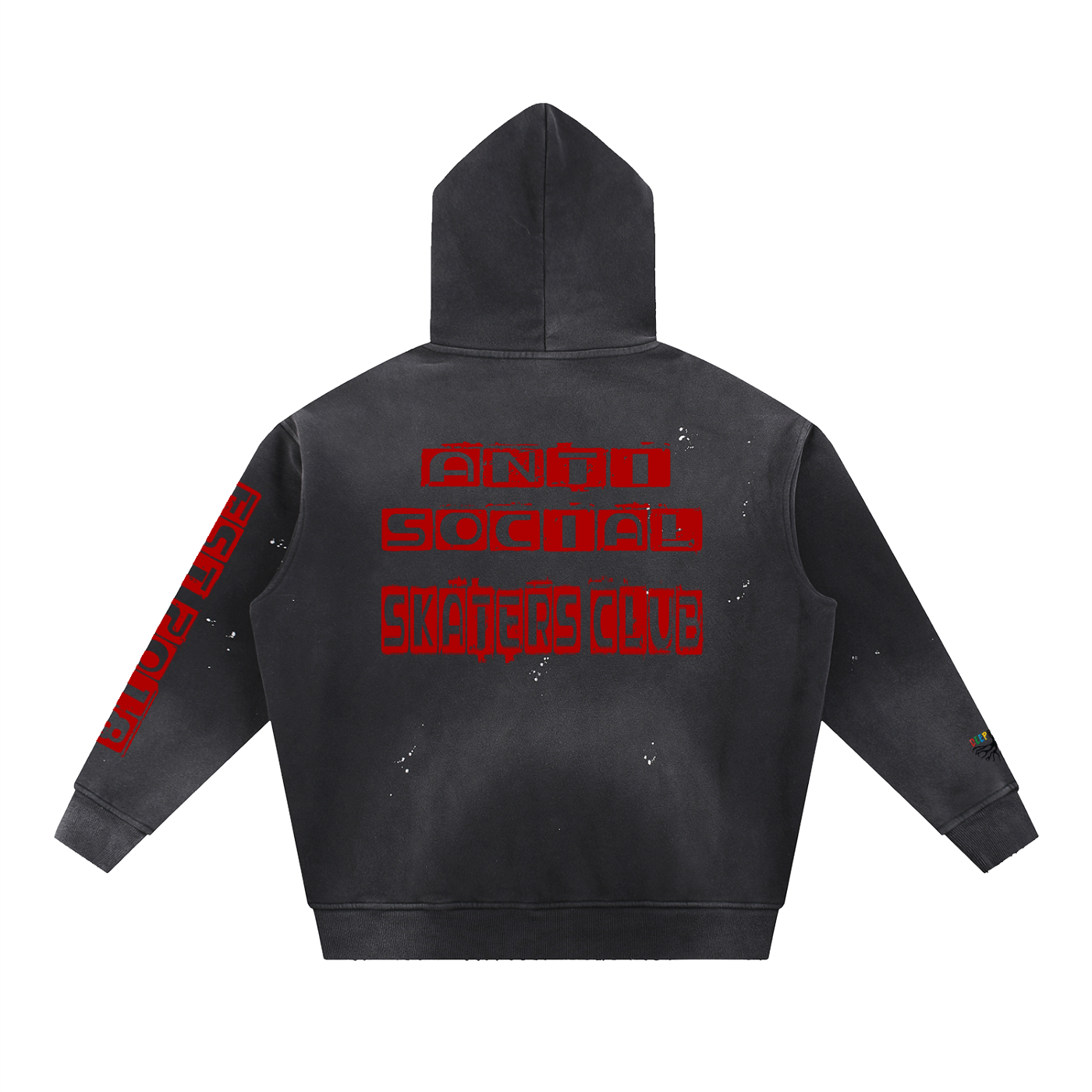 Vintage Washed Frayed Fleece Hoodie