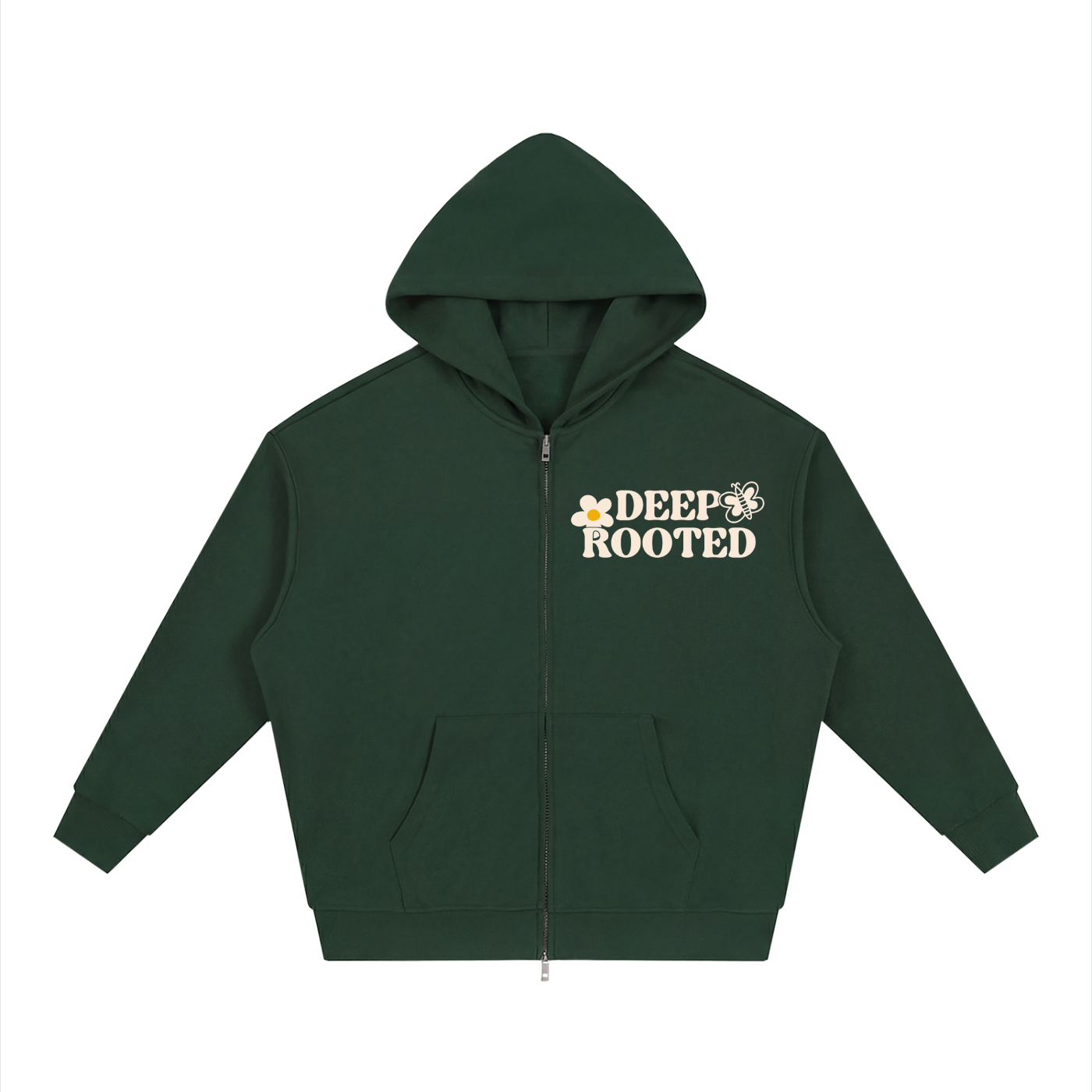 Unisex Loose Solid Full Zip Hoodie