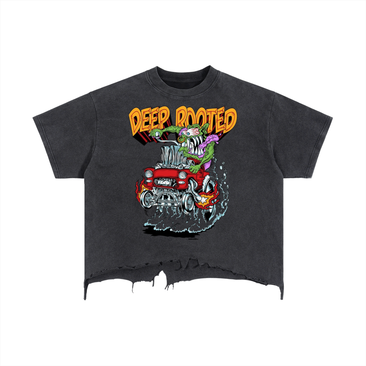 Vintage Wash Boxy Distressed Hem T-Shirt