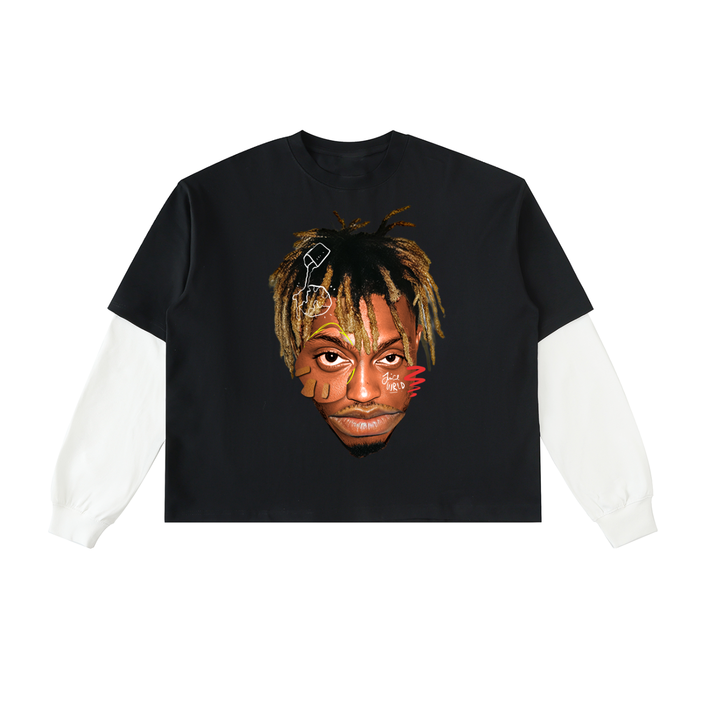 Layered Contrast Sleeve Cotton T-Shirt
