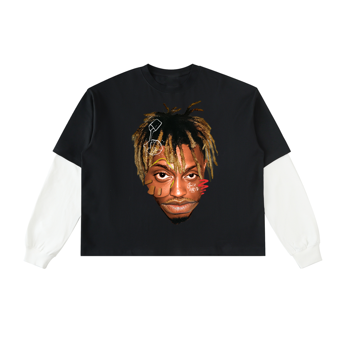 Layered Contrast Sleeve Cotton T-Shirt