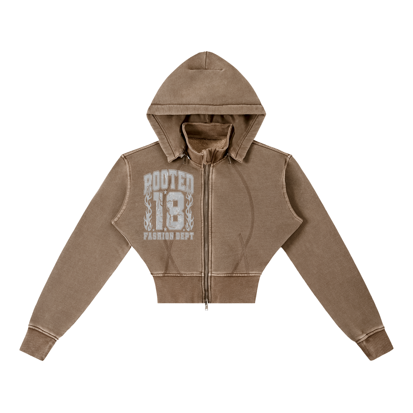 Vintage Washed Cropped Fleece Hoodie