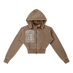 Vintage Washed Cropped Fleece Hoodie